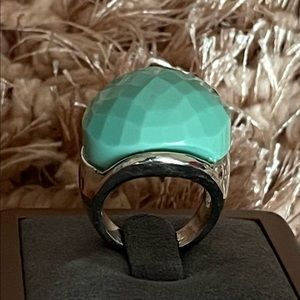 Beautiful big stone ring in turquoise and stainless steel.